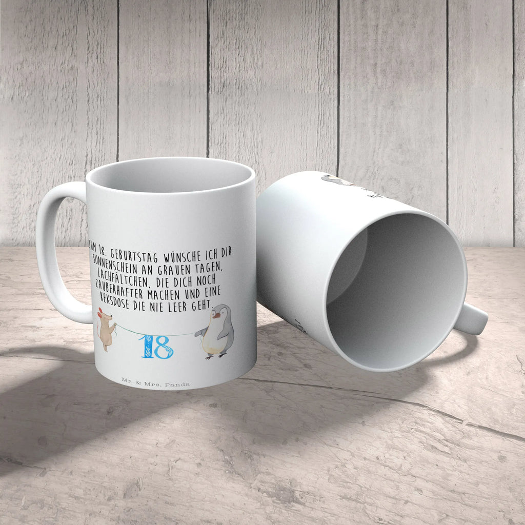 Tasse 18. Geburtstag Maus Pinguin Tasse, Kaffeetasse, Teetasse, Becher, Kaffeebecher, Teebecher, Keramiktasse, Porzellantasse, Büro Tasse, Geschenk Tasse, Tasse Sprüche, Tasse Motive, Kaffeetassen, Tasse bedrucken, Designer Tasse, Cappuccino Tassen, Schöne Teetassen, Geburtstag, Geburtstagsgeschenk, Geschenk, Party, Feiern, Torte, Kuchen