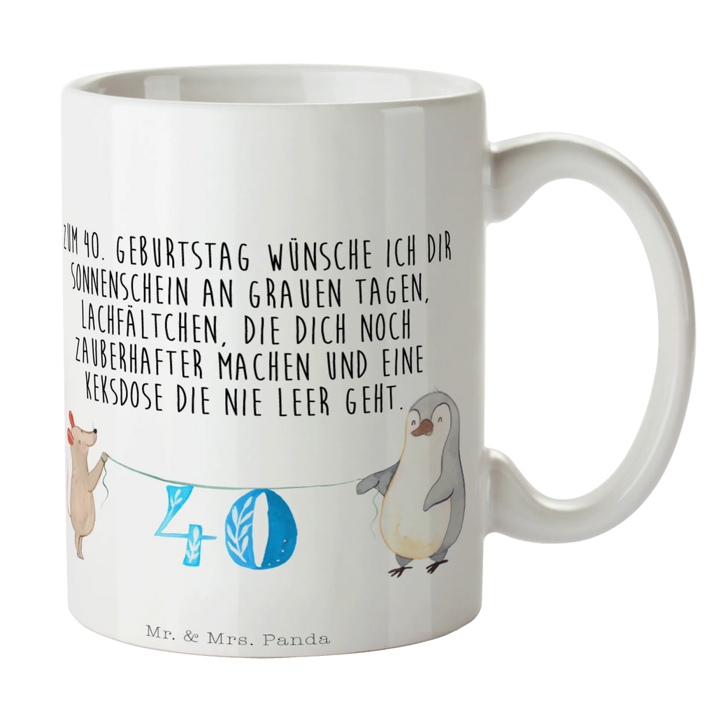 Tasse 40. Geburtstag Maus Pinguin Tasse, Kaffeetasse, Teetasse, Becher, Kaffeebecher, Teebecher, Keramiktasse, Porzellantasse, Büro Tasse, Geschenk Tasse, Tasse Sprüche, Tasse Motive, Kaffeetassen, Tasse bedrucken, Designer Tasse, Cappuccino Tassen, Schöne Teetassen, Geburtstag, Geburtstagsgeschenk, Geschenk, Party, Feiern, Torte, Kuchen