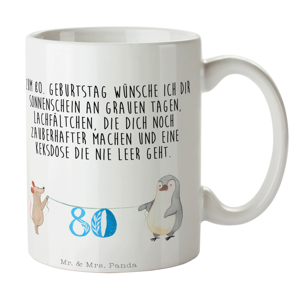 Tasse 80. Geburtstag Maus Pinguin Tasse, Kaffeetasse, Teetasse, Becher, Kaffeebecher, Teebecher, Keramiktasse, Porzellantasse, Büro Tasse, Geschenk Tasse, Tasse Sprüche, Tasse Motive, Kaffeetassen, Tasse bedrucken, Designer Tasse, Cappuccino Tassen, Schöne Teetassen, Geburtstag, Geburtstagsgeschenk, Geschenk, Party, Feiern, Torte, Kuchen