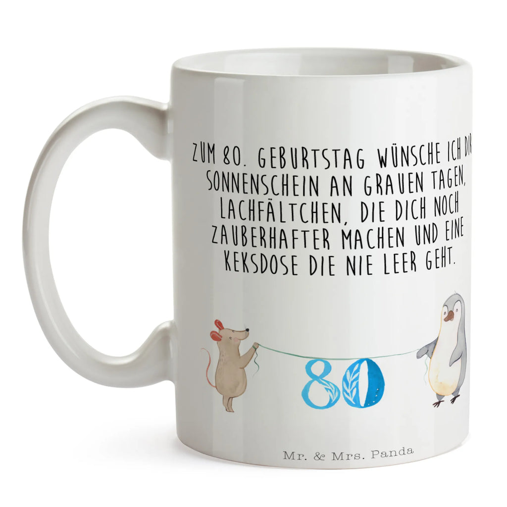 Tasse 80. Geburtstag Maus Pinguin Tasse, Kaffeetasse, Teetasse, Becher, Kaffeebecher, Teebecher, Keramiktasse, Porzellantasse, Büro Tasse, Geschenk Tasse, Tasse Sprüche, Tasse Motive, Kaffeetassen, Tasse bedrucken, Designer Tasse, Cappuccino Tassen, Schöne Teetassen, Geburtstag, Geburtstagsgeschenk, Geschenk, Party, Feiern, Torte, Kuchen