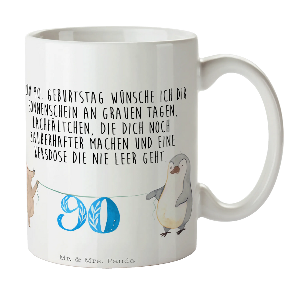 Tasse 90. Geburtstag Maus Pinguin Tasse, Kaffeetasse, Teetasse, Becher, Kaffeebecher, Teebecher, Keramiktasse, Porzellantasse, Büro Tasse, Geschenk Tasse, Tasse Sprüche, Tasse Motive, Kaffeetassen, Tasse bedrucken, Designer Tasse, Cappuccino Tassen, Schöne Teetassen, Geburtstag, Geburtstagsgeschenk, Geschenk, Party, Feiern, Torte, Kuchen