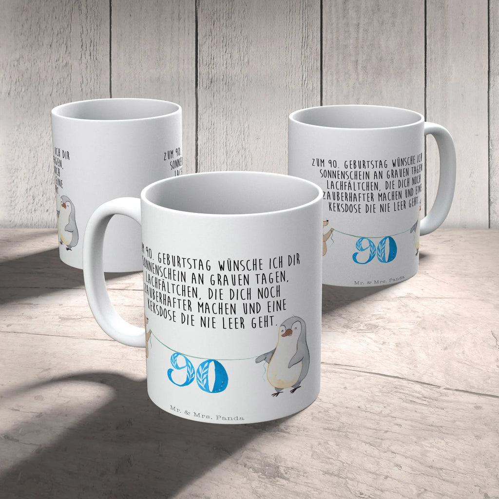 Tasse 90. Geburtstag Maus Pinguin Tasse, Kaffeetasse, Teetasse, Becher, Kaffeebecher, Teebecher, Keramiktasse, Porzellantasse, Büro Tasse, Geschenk Tasse, Tasse Sprüche, Tasse Motive, Kaffeetassen, Tasse bedrucken, Designer Tasse, Cappuccino Tassen, Schöne Teetassen, Geburtstag, Geburtstagsgeschenk, Geschenk, Party, Feiern, Torte, Kuchen