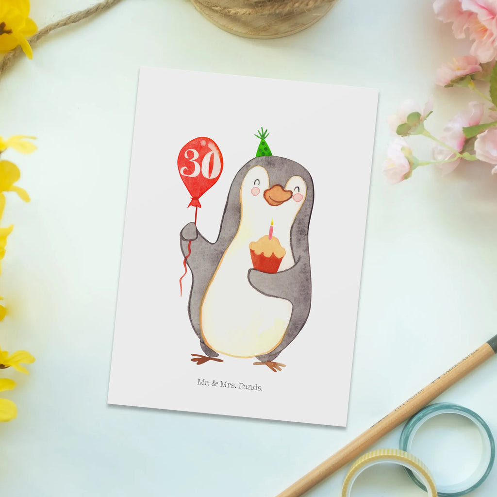 Postkarte 30. Geburtstag Pinguin Luftballon Postkarte, Karte, Geschenkkarte, Grußkarte, Einladung, Ansichtskarte, Geburtstagskarte, Einladungskarte, Dankeskarte, Ansichtskarten, Einladung Geburtstag, Einladungskarten Geburtstag, Geburtstag, Geburtstagsgeschenk, Geschenk, Pinguin, Geburtstage, Happy Birthday, Geburtstagsfeier