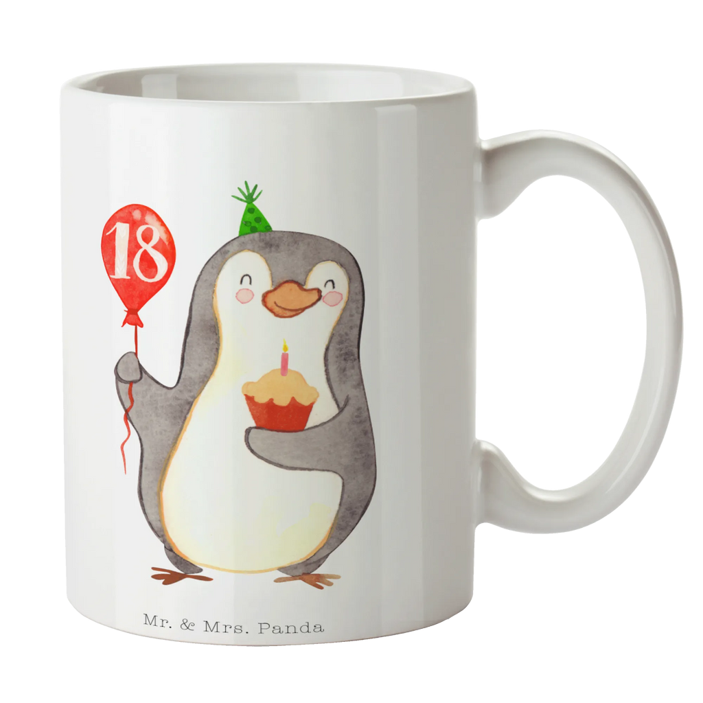 Tasse 18. Geburtstag Pinguin Luftballon Tasse, Kaffeetasse, Teetasse, Becher, Kaffeebecher, Teebecher, Keramiktasse, Porzellantasse, Büro Tasse, Geschenk Tasse, Tasse Sprüche, Tasse Motive, Kaffeetassen, Tasse bedrucken, Designer Tasse, Cappuccino Tassen, Schöne Teetassen, Geburtstag, Geburtstagsgeschenk, Geschenk, Pinguin, Geburtstage, Happy Birthday, Geburtstagsfeier