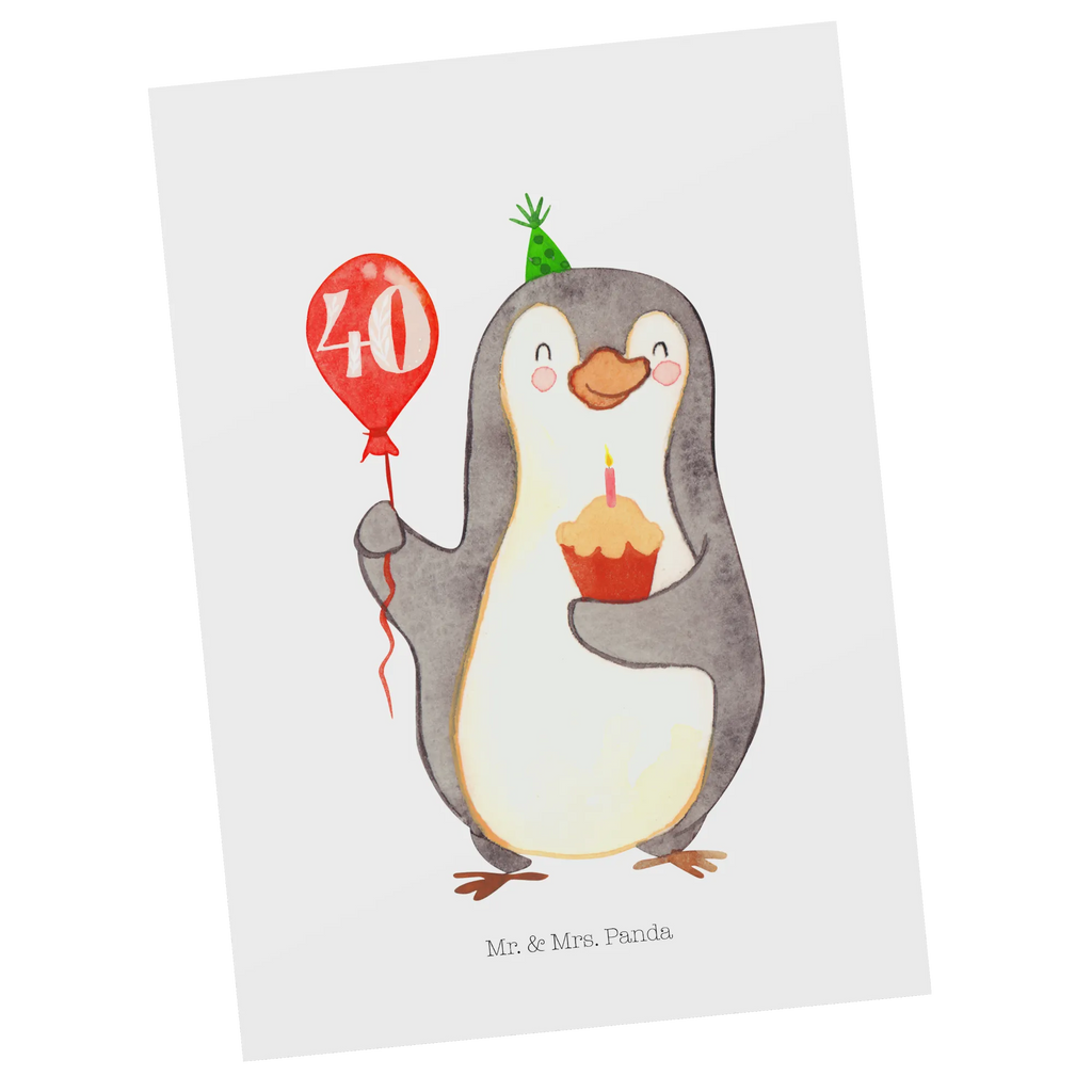 Postkarte 40. Geburtstag Pinguin Luftballon Postkarte, Karte, Geschenkkarte, Grußkarte, Einladung, Ansichtskarte, Geburtstagskarte, Einladungskarte, Dankeskarte, Ansichtskarten, Einladung Geburtstag, Einladungskarten Geburtstag, Geburtstag, Geburtstagsgeschenk, Geschenk, Pinguin, Geburtstage, Happy Birthday, Geburtstagsfeier