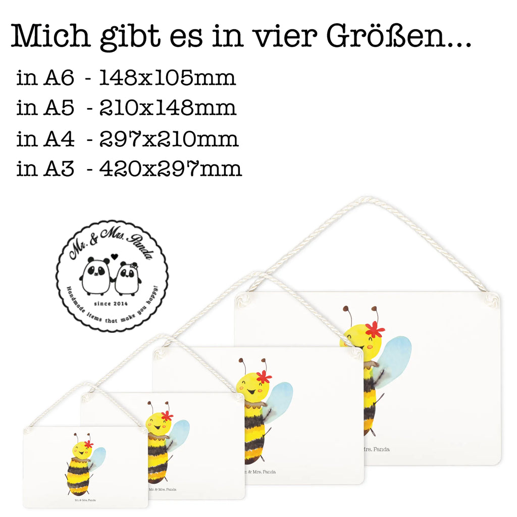 Deko Schild Biene Happy Dekoschild, Deko Schild, Schild, Tür Schild, Türschild, Holzschild, Wandschild, Wanddeko, Biene, Wespe, Hummel