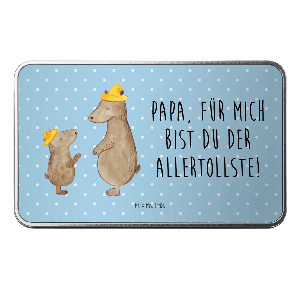 Metalldose rechteckig Bären mit Hut Blechdose, Metalldose, Blechbox, Container, Keksdose, Vorratsdose, Vorratsbox, Döschen, Versperbox, Vesperdose, Aufbewahrungsdose, Aufbewahrungsbox, Aluminiumdose, Dose, Familie, Vatertag, Muttertag, Bruder, Schwester, Mama, Papa, Oma, Opa, Bär, Bären, Vater, Papi, Paps, Dad, Daddy, Lieblingsmensch, Sohn, Söhne, Kind, Kinder, Vater-Sohn, Family, Vorbild