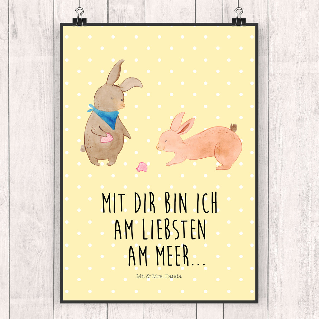 Poster Hasen Muschel Poster, Wandposter, Bild, Wanddeko, Küchenposter, Kinderposter, Wanddeko Bild, Raumdekoration, Wanddekoration, Handgemaltes Poster, Mr. & Mrs. Panda Poster, Designposter, Kunstdruck, Posterdruck, Familie, Vatertag, Muttertag, Bruder, Schwester, Mama, Papa, Oma, Opa, Hasen, beste Freundin, Freundin, Freundinnen, best friends, BFF, Muscheln sammeln, Muscheln, Meer