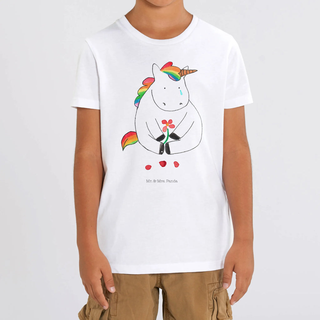 Organic Kinder T-Shirt Einhorn Traurig Kinder T-Shirt, Kinder T-Shirt Mädchen, Kinder T-Shirt Jungen, Einhorn, Einhörner, Einhorn Deko, Pegasus, Unicorn, Glitzer, Trösten. Freundschaft, Freunde, Liebe, Trauer, Grußkarte, Blume