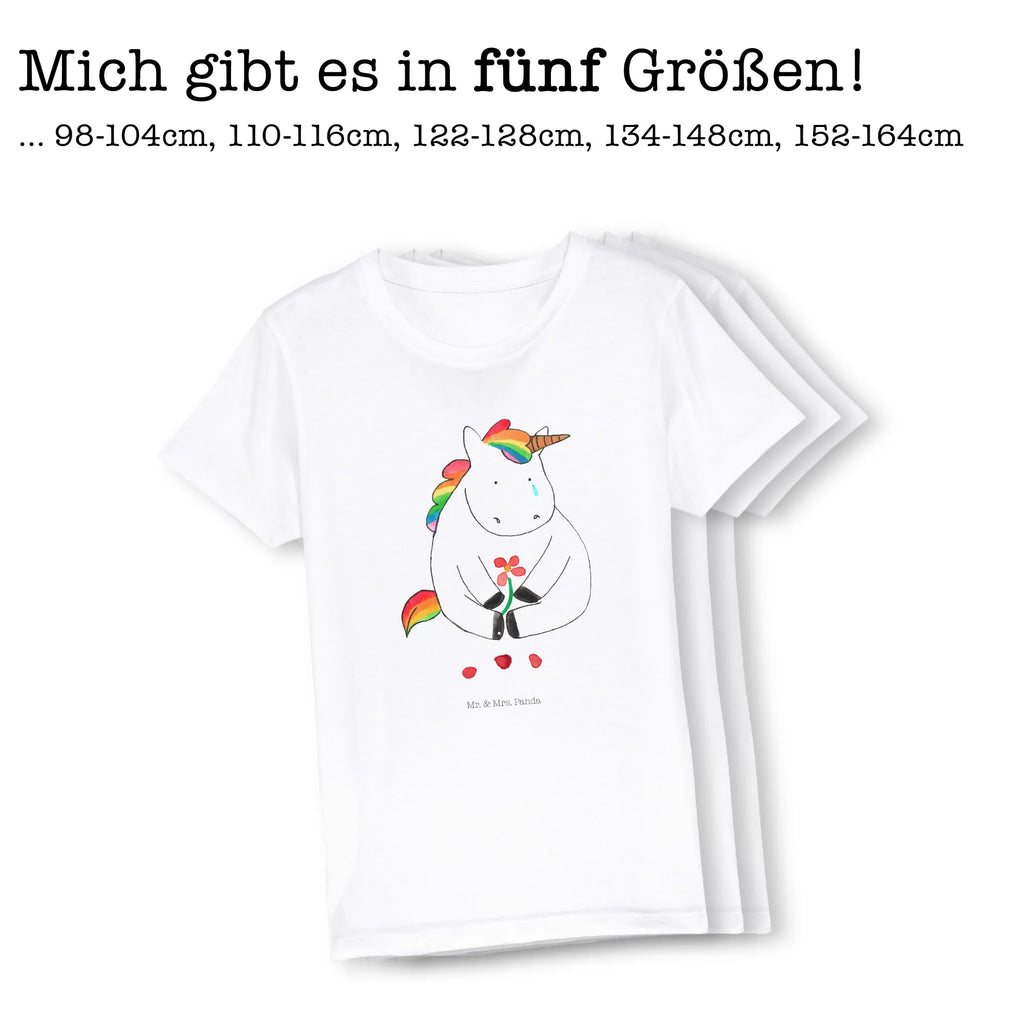 Organic Kinder T-Shirt Einhorn Traurig Kinder T-Shirt, Kinder T-Shirt Mädchen, Kinder T-Shirt Jungen, Einhorn, Einhörner, Einhorn Deko, Pegasus, Unicorn, Glitzer, Trösten. Freundschaft, Freunde, Liebe, Trauer, Grußkarte, Blume