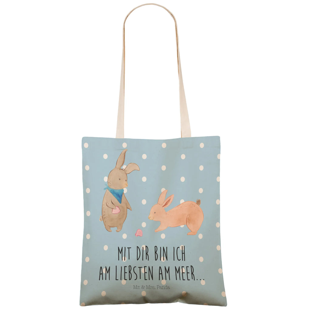 Einkaufstasche Hasen Muschel Tragetasche, Tasche, Beutel, Stofftasche, Baumwolltasche, Umhängetasche, Shopper, Einkaufstasche, Beuteltasche, Familie, Vatertag, Muttertag, Bruder, Schwester, Mama, Papa, Oma, Opa, Hasen, beste Freundin, Freundin, Freundinnen, best friends, BFF, Muscheln sammeln, Muscheln, Meer