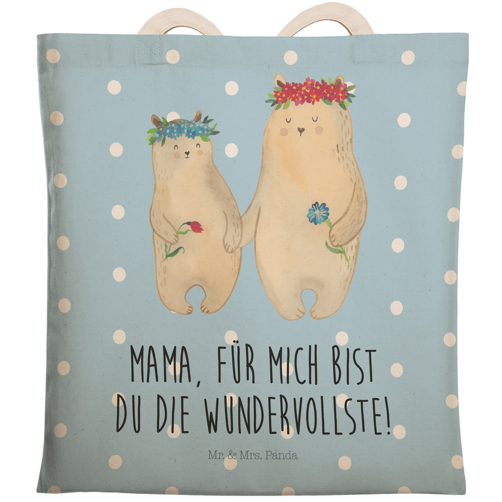 Einkaufstasche Bären mit Blumenkranz Tragetasche, Tasche, Beutel, Stofftasche, Baumwolltasche, Umhängetasche, Shopper, Einkaufstasche, Beuteltasche, Familie, Vatertag, Muttertag, Bruder, Schwester, Mama, Papa, Oma, Opa, Bär, Bären, Mutter, Mutti, Mami, Lieblingsmensch, Lieblingsmama, beste Mutter, weltbeste Mama, Geschenk Mama. Muttertag, Tochter, Kind, Kinder, Töchter, Family, Vorbild