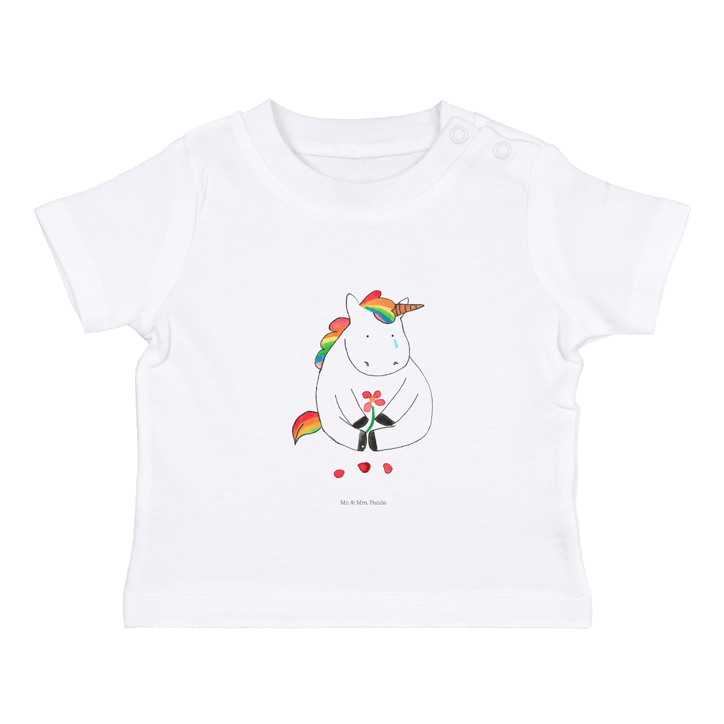 Organic Baby Shirt Einhorn Traurig Baby T-Shirt, Jungen Baby T-Shirt, Mädchen Baby T-Shirt, Shirt, Einhorn, Einhörner, Einhorn Deko, Pegasus, Unicorn, Glitzer, Trösten. Freundschaft, Freunde, Liebe, Trauer, Grußkarte, Blume