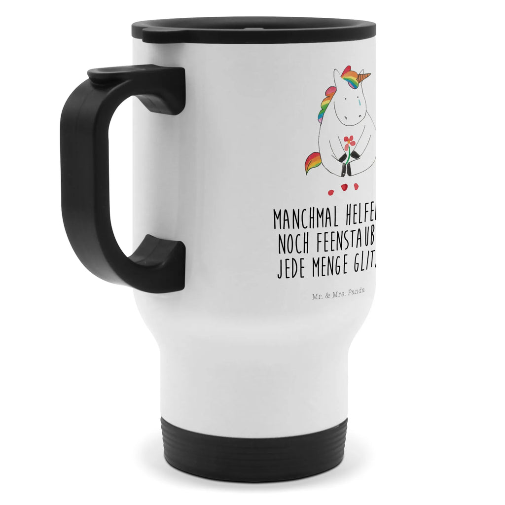 Thermobecher Einhorn Traurig Thermobecher, To Go Becher, Thermotasse, Kaffeebecher, Isolierbecher, Thermobecher To Go, Warmhaltetasse, Edelstahlbecher, Reisebecher, Tasse mit Deckel, Thermobecher für 400 ml, Kaffeetasse zum Mitnehmen, Tasse zum Mitnehmen, Spülmaschinenfest, Einhorn, Einhörner, Einhorn Deko, Pegasus, Unicorn, Glitzer, Trösten. Freundschaft, Freunde, Liebe, Trauer, Grußkarte, Blume