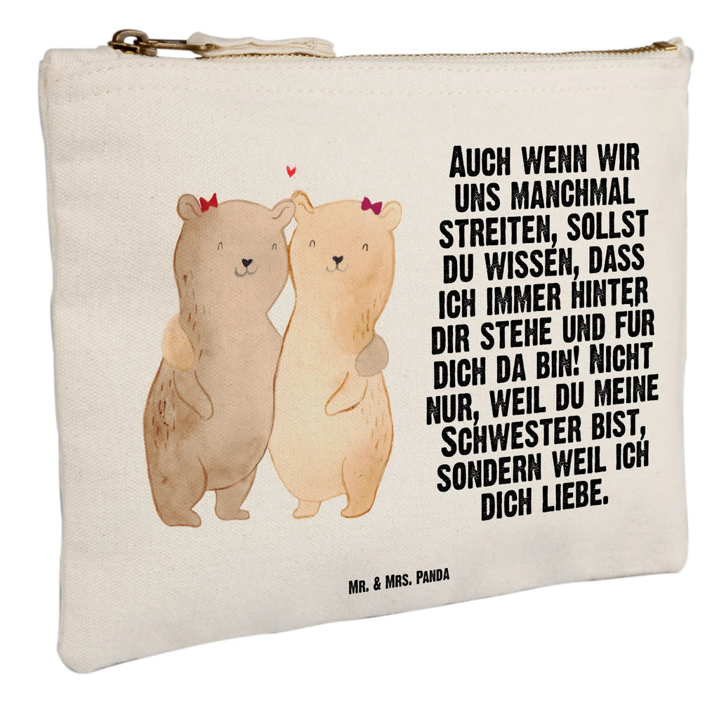 Schminktasche Bären Schwestern Schminktasche, Kosmetiktasche, Kosmetikbeutel, Stiftemäppchen, Etui, Federmappe, Makeup, XXL, Schminketui, Kosmetiketui, Schlamperetui, Familie, Vatertag, Muttertag, Bruder, Schwester, Mama, Papa, Oma, Opa