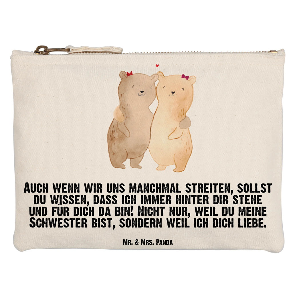 Schminktasche Bären Schwestern Schminktasche, Kosmetiktasche, Kosmetikbeutel, Stiftemäppchen, Etui, Federmappe, Makeup, XXL, Schminketui, Kosmetiketui, Schlamperetui, Familie, Vatertag, Muttertag, Bruder, Schwester, Mama, Papa, Oma, Opa