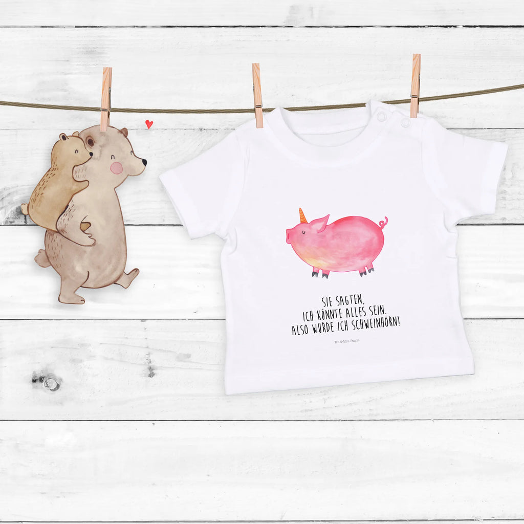 Organic Baby Shirt Einhorn Schwein Baby T-Shirt, Jungen Baby T-Shirt, Mädchen Baby T-Shirt, Shirt, Einhorn, Einhörner, Einhorn Deko, Pegasus, Unicorn, Party, Spaß, Schwein, Schweinhorn, Bauer, witzig. lustig, Spruch, geschenk, Pig, Piggy, funny, english, englisch