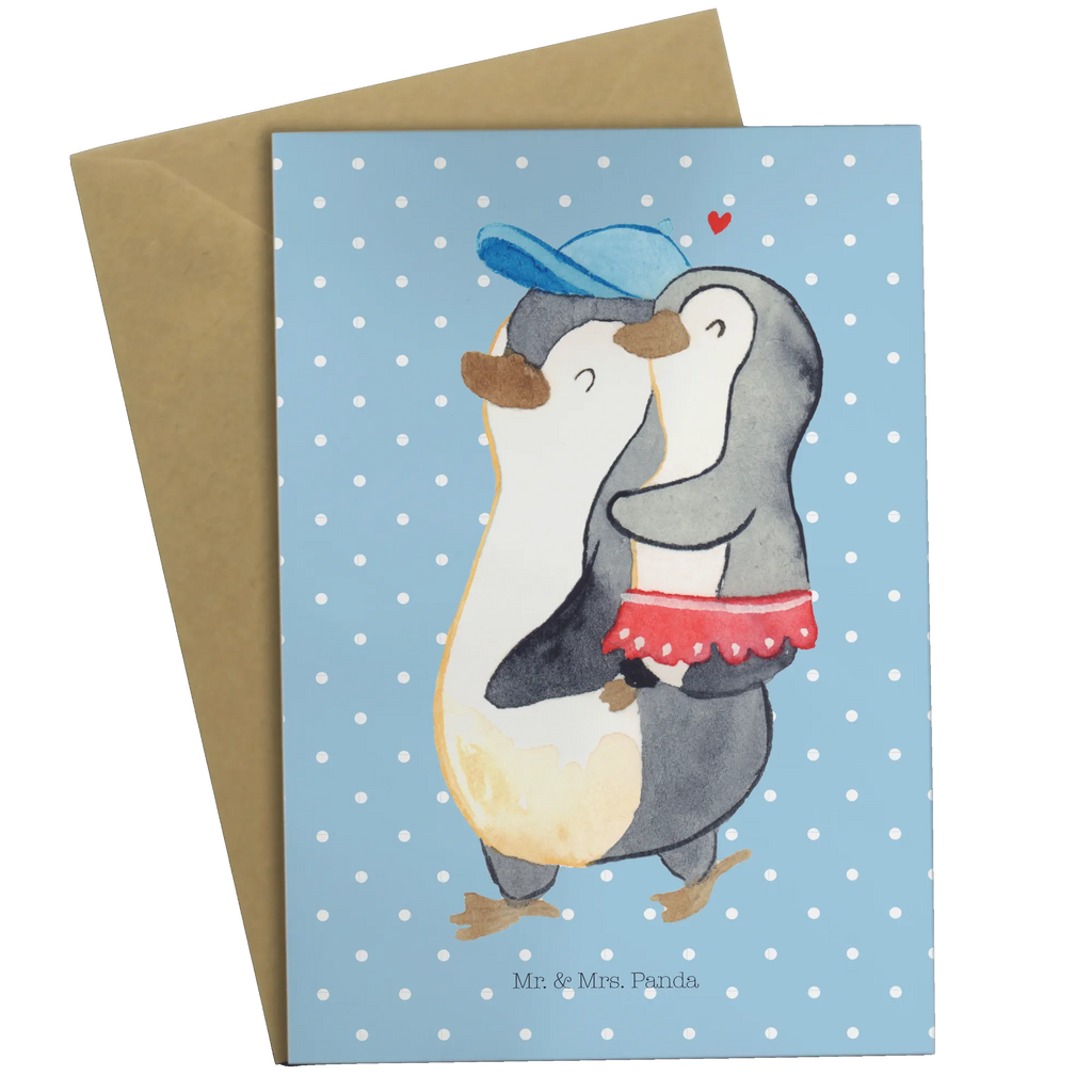 Grußkarte Pinguin Kleine Schwester Grußkarte, Klappkarte, Einladungskarte, Glückwunschkarte, Hochzeitskarte, Geburtstagskarte, Karte, Ansichtskarten, Familie, Vatertag, Muttertag, Bruder, Schwester, Mama, Papa, Oma, Opa