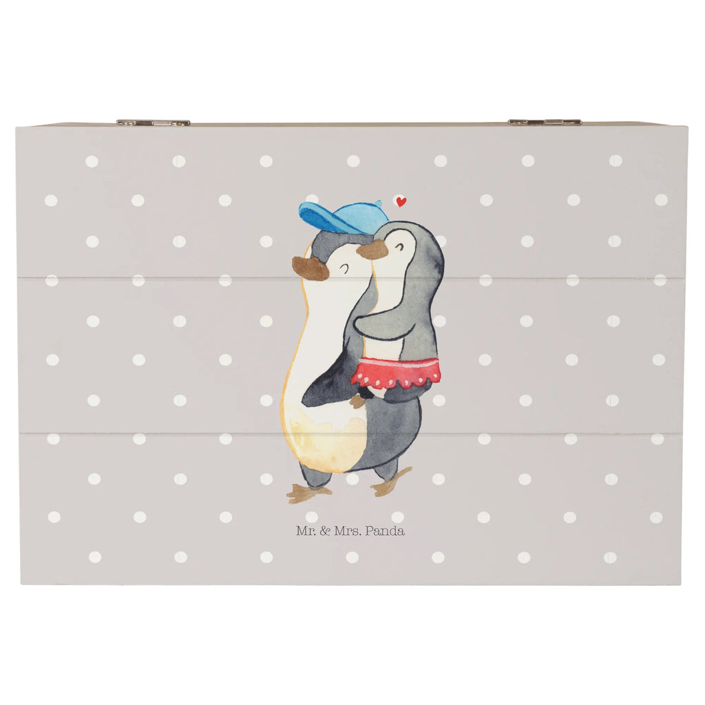 Holzkiste Pinguin Kleine Schwester Holzkiste, Kiste, Schatzkiste, Truhe, Schatulle, XXL, Erinnerungsbox, Erinnerungskiste, Dekokiste, Aufbewahrungsbox, Geschenkbox, Geschenkdose, Familie, Vatertag, Muttertag, Bruder, Schwester, Mama, Papa, Oma, Opa