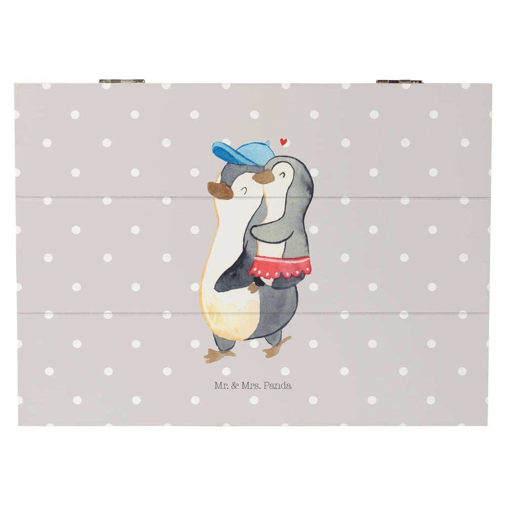 Holzkiste Pinguin Kleine Schwester Holzkiste, Kiste, Schatzkiste, Truhe, Schatulle, XXL, Erinnerungsbox, Erinnerungskiste, Dekokiste, Aufbewahrungsbox, Geschenkbox, Geschenkdose, Familie, Vatertag, Muttertag, Bruder, Schwester, Mama, Papa, Oma, Opa