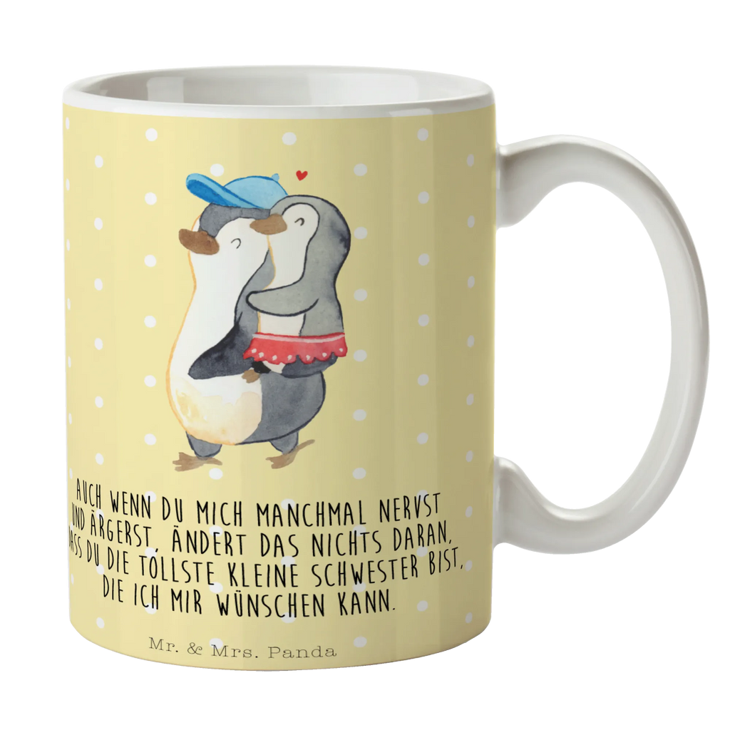 Tasse Pinguin Kleine Schwester Tasse, Kaffeetasse, Teetasse, Becher, Kaffeebecher, Teebecher, Keramiktasse, Porzellantasse, Büro Tasse, Geschenk Tasse, Tasse Sprüche, Tasse Motive, Kaffeetassen, Tasse bedrucken, Designer Tasse, Cappuccino Tassen, Schöne Teetassen, Familie, Vatertag, Muttertag, Bruder, Schwester, Mama, Papa, Oma, Opa