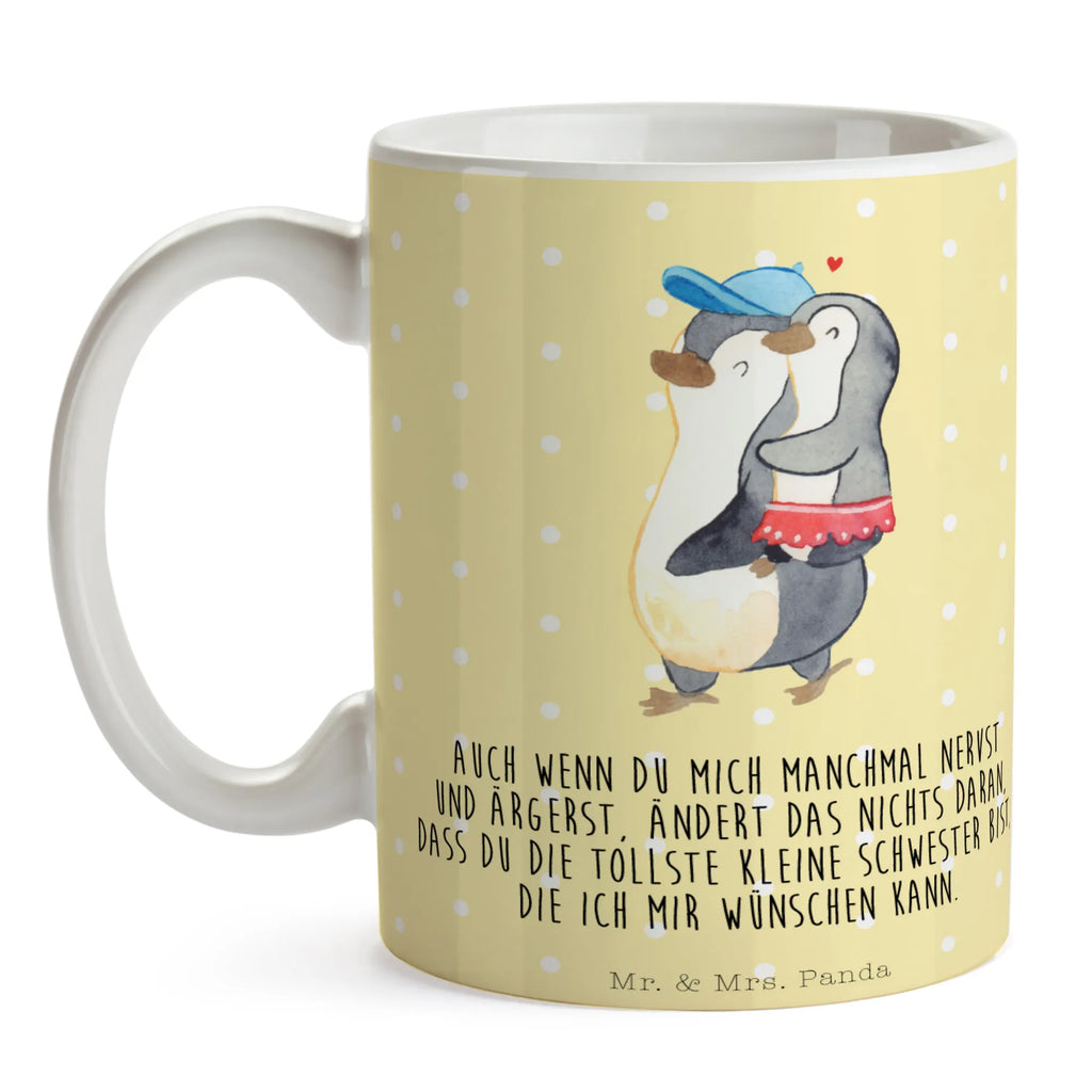 Tasse Pinguin Kleine Schwester Tasse, Kaffeetasse, Teetasse, Becher, Kaffeebecher, Teebecher, Keramiktasse, Porzellantasse, Büro Tasse, Geschenk Tasse, Tasse Sprüche, Tasse Motive, Kaffeetassen, Tasse bedrucken, Designer Tasse, Cappuccino Tassen, Schöne Teetassen, Familie, Vatertag, Muttertag, Bruder, Schwester, Mama, Papa, Oma, Opa