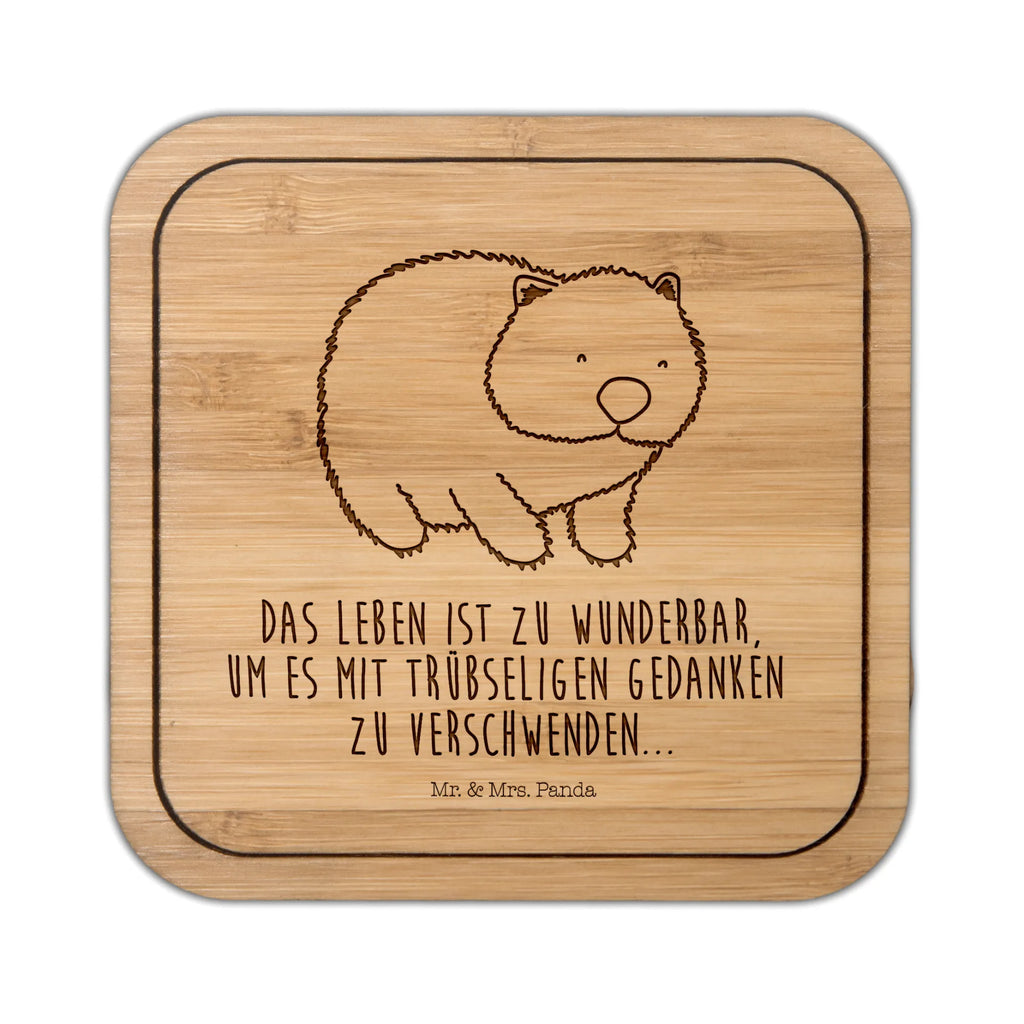 Untersetzer quadratisch Wombat Untersetzer, Bierdeckel, Glasuntersetzer, Untersetzer Gläser, Getränkeuntersetzer, Tiermotive, Gute Laune, lustige Sprüche, Tiere, Wombat, Das Leben ist schön, Motivation, Spruch, Australien