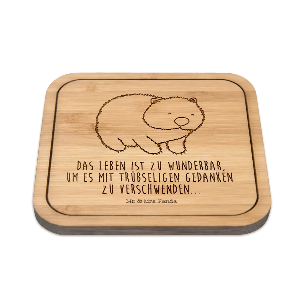 Untersetzer quadratisch Wombat Untersetzer, Bierdeckel, Glasuntersetzer, Untersetzer Gläser, Getränkeuntersetzer, Tiermotive, Gute Laune, lustige Sprüche, Tiere, Wombat, Das Leben ist schön, Motivation, Spruch, Australien