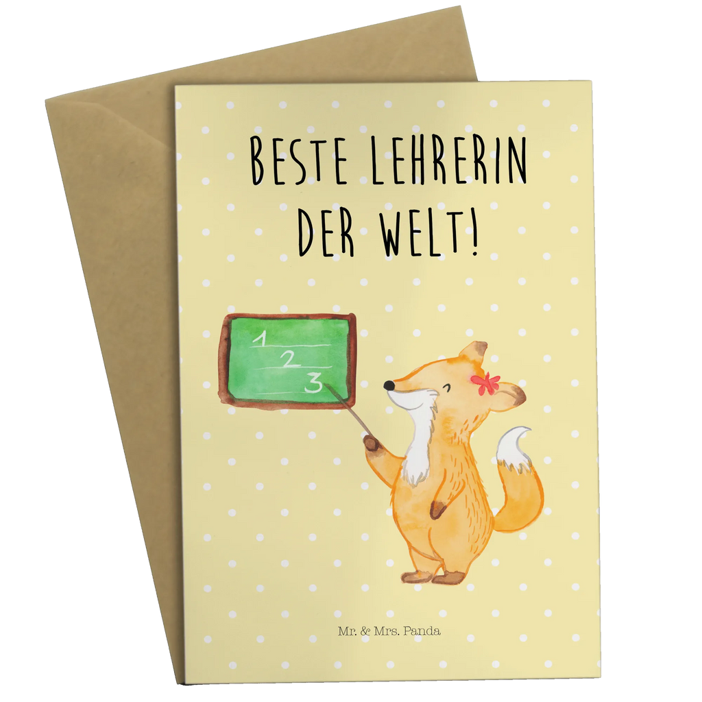 Grußkarte Fuchs Lehrerin Grußkarte, Klappkarte, Einladungskarte, Glückwunschkarte, Hochzeitskarte, Geburtstagskarte, Karte, Ansichtskarten, Tiermotive, Gute Laune, lustige Sprüche, Tiere