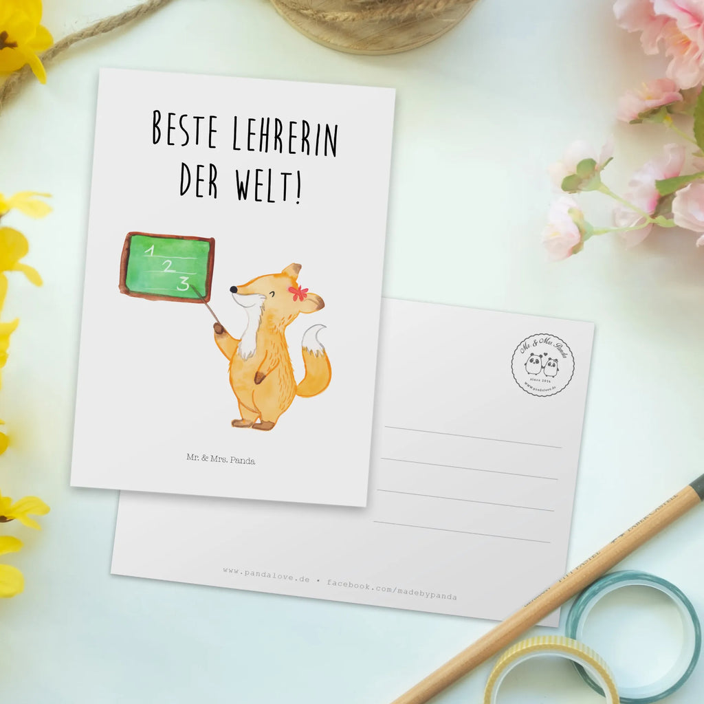 Postkarte Fuchs Lehrerin Postkarte, Karte, Geschenkkarte, Grußkarte, Einladung, Ansichtskarte, Geburtstagskarte, Einladungskarte, Dankeskarte, Ansichtskarten, Einladung Geburtstag, Einladungskarten Geburtstag, Tiermotive, Gute Laune, lustige Sprüche, Tiere