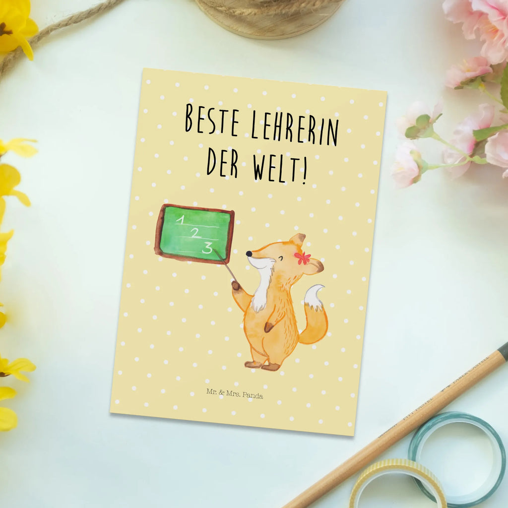 Postkarte Fuchs Lehrerin Postkarte, Karte, Geschenkkarte, Grußkarte, Einladung, Ansichtskarte, Geburtstagskarte, Einladungskarte, Dankeskarte, Ansichtskarten, Einladung Geburtstag, Einladungskarten Geburtstag, Tiermotive, Gute Laune, lustige Sprüche, Tiere