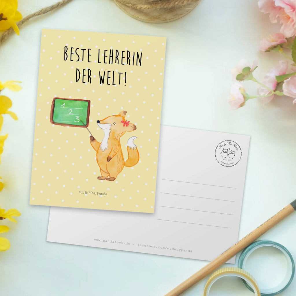 Postkarte Fuchs Lehrerin Postkarte, Karte, Geschenkkarte, Grußkarte, Einladung, Ansichtskarte, Geburtstagskarte, Einladungskarte, Dankeskarte, Ansichtskarten, Einladung Geburtstag, Einladungskarten Geburtstag, Tiermotive, Gute Laune, lustige Sprüche, Tiere