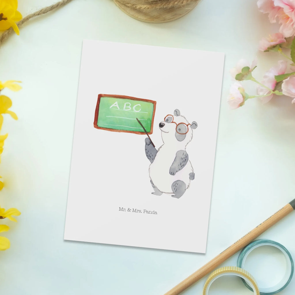 Postkarte Panda Lehrer Postkarte, Karte, Geschenkkarte, Grußkarte, Einladung, Ansichtskarte, Geburtstagskarte, Einladungskarte, Dankeskarte, Ansichtskarten, Einladung Geburtstag, Einladungskarten Geburtstag, Tiermotive, Gute Laune, lustige Sprüche, Tiere