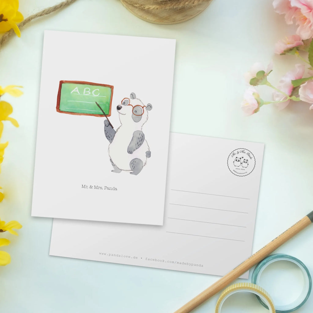 Postkarte Panda Lehrer Postkarte, Karte, Geschenkkarte, Grußkarte, Einladung, Ansichtskarte, Geburtstagskarte, Einladungskarte, Dankeskarte, Ansichtskarten, Einladung Geburtstag, Einladungskarten Geburtstag, Tiermotive, Gute Laune, lustige Sprüche, Tiere