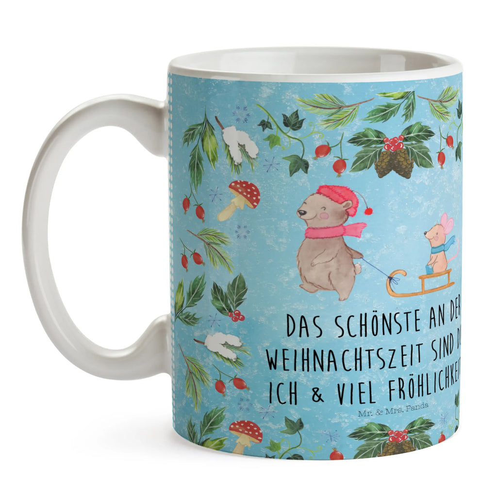 Tasse Bär Maus Schlitten Tasse, Kaffeetasse, Teetasse, Becher, Kaffeebecher, Teebecher, Keramiktasse, Porzellantasse, Büro Tasse, Geschenk Tasse, Tasse Sprüche, Tasse Motive, Kaffeetassen, Tasse bedrucken, Designer Tasse, Cappuccino Tassen, Schöne Teetassen, Winter, Weihnachten, Weihnachtsdeko, Nikolaus, Advent, Heiligabend, Wintermotiv