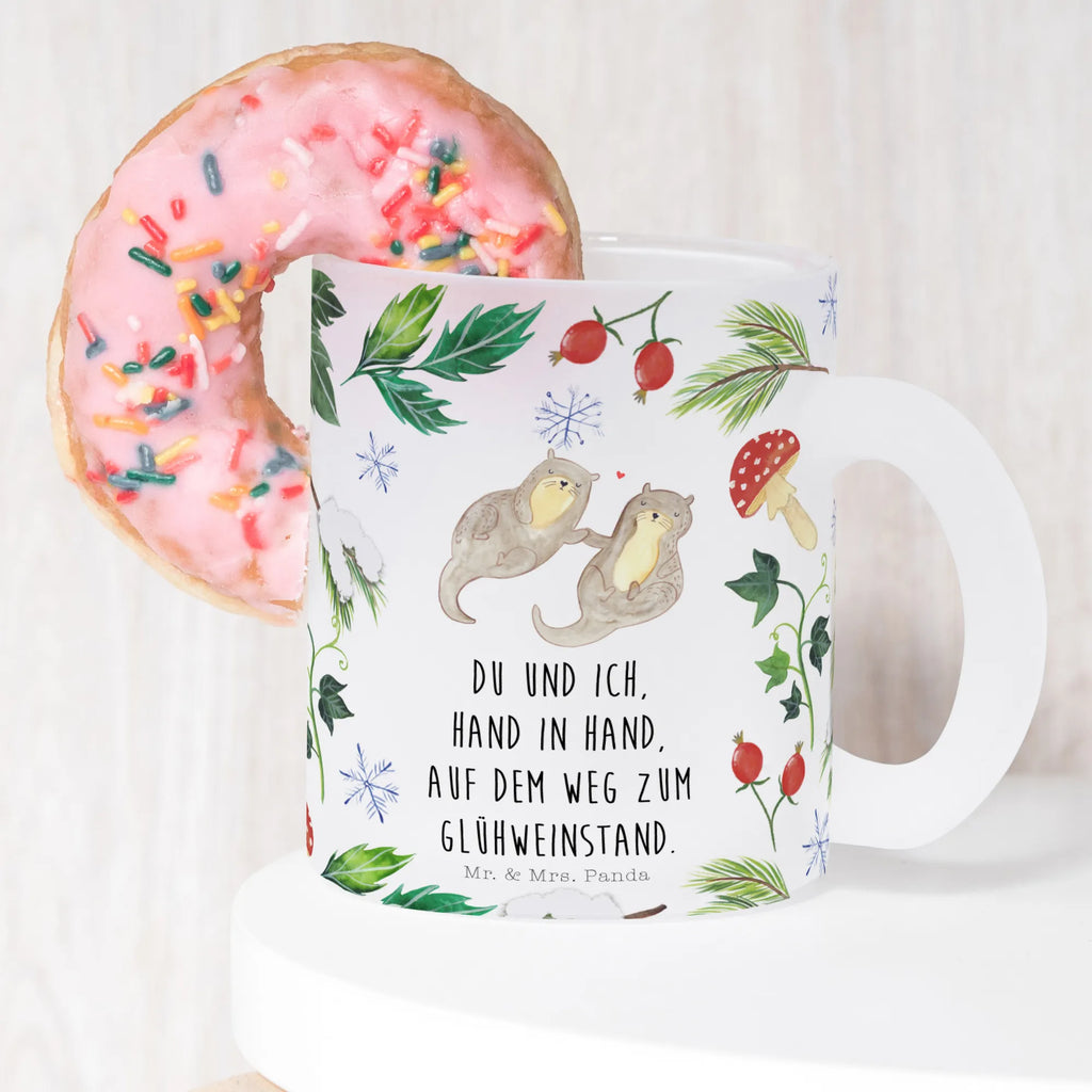 Teetasse Otter Glühweinstand Teetasse, Teeglas, Teebecher, Tasse mit Henkel, Tasse, Glas Teetasse, Teetasse aus Glas, Winter, Weihnachten, Weihnachtsdeko, Nikolaus, Advent, Heiligabend, Wintermotiv