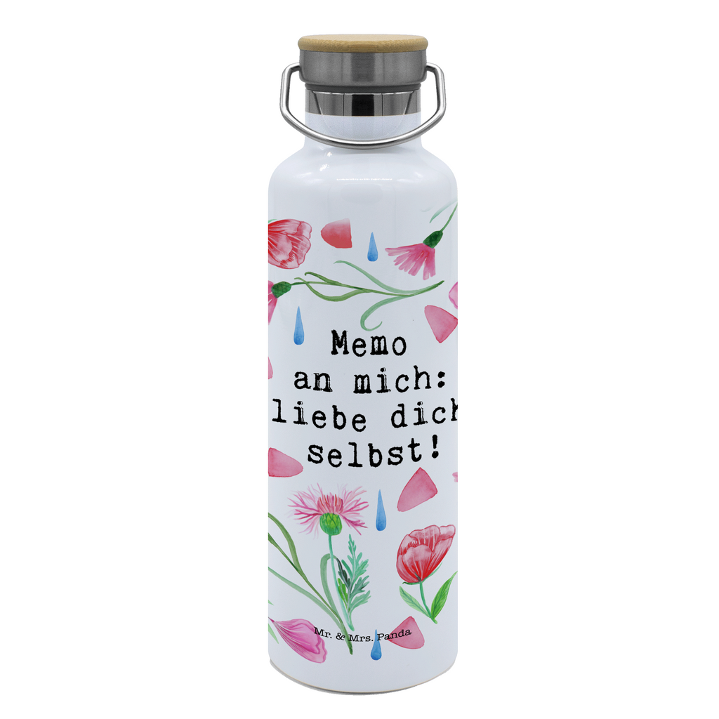 Trinkflasche Memo an Mich Liebe dich selbst Thermosflasche, Isolierflasche, Edelstahl, Trinkflasche, isoliert, Wamrhaltefunktion, Sportflasche, Flasche zum Sport, Sportlerflasche, Blumen Deko, Frühlings Deko, Sommer Deko, Dekoration, positive Botschaft, Naturliebhaber, Outdoor, Natur, Abenteuer