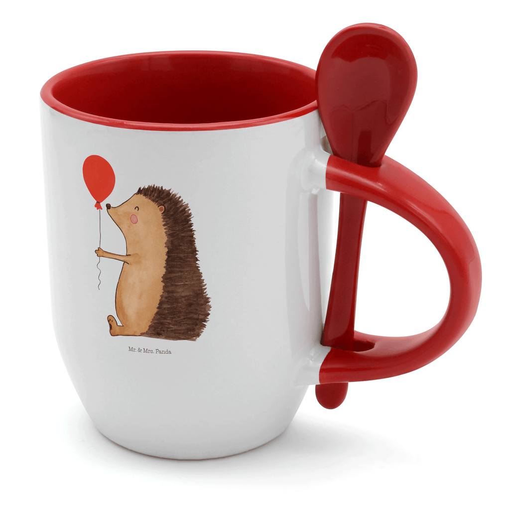 Tasse mit Löffel Igel mit Luftballon Tasse, Kaffeetasse, Tassen, Tasse mit Spruch, Kaffeebecher, Tasse mit Löffel, Tiermotive, Gute Laune, lustige Sprüche, Tiere, Igel, Geburtstag, Herzlichen Glückwunsch, Glückwunsch, Geburtstagskind, Ballon, Happy Birthday