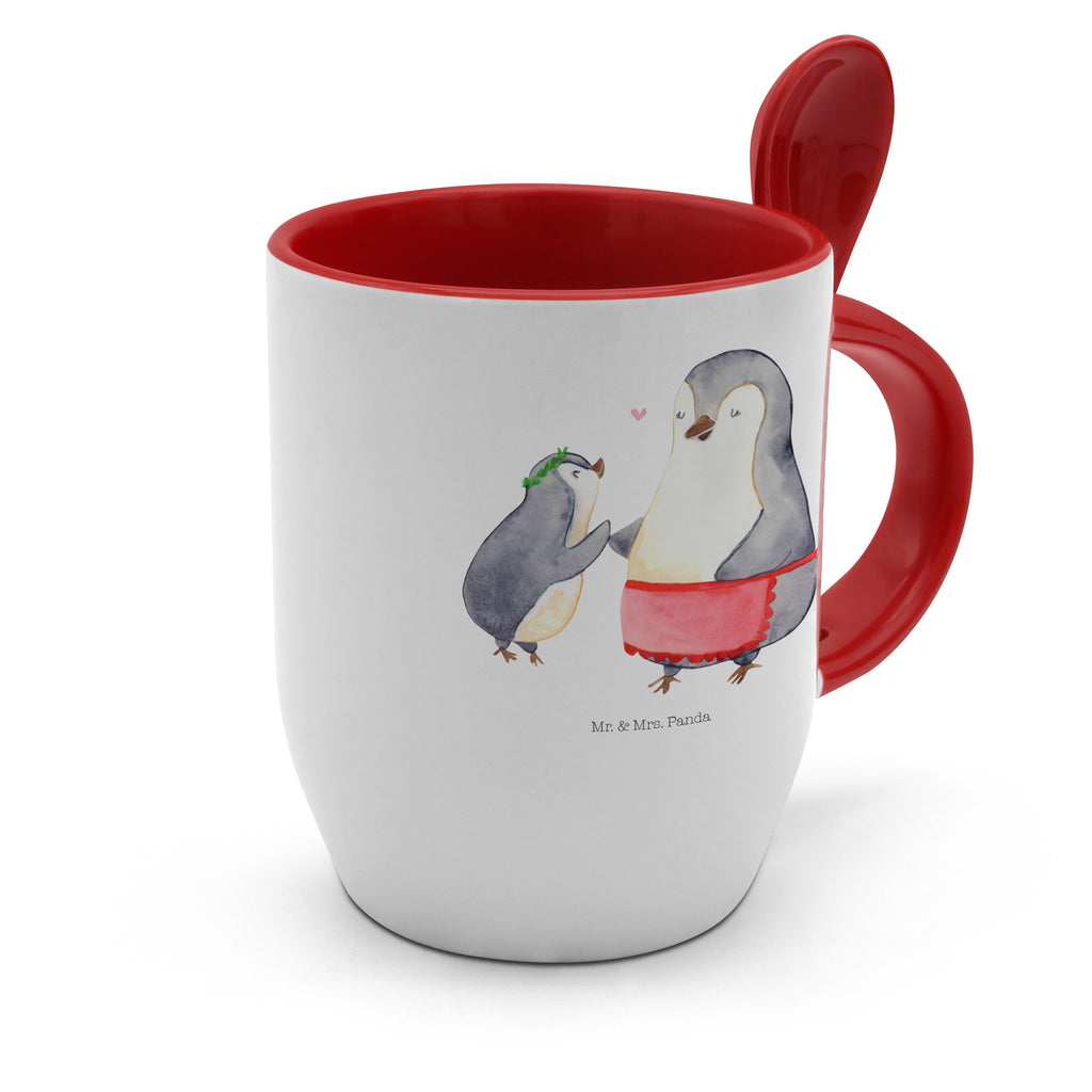 Tasse mit Löffel Pinguin mit Kind Tasse, Kaffeetasse, Tassen, Tasse mit Spruch, Kaffeebecher, Tasse mit Löffel, Familie, Vatertag, Muttertag, Bruder, Schwester, Mama, Papa, Oma, Opa, Geschenk, Mami, Mutti, Mutter, Geburststag