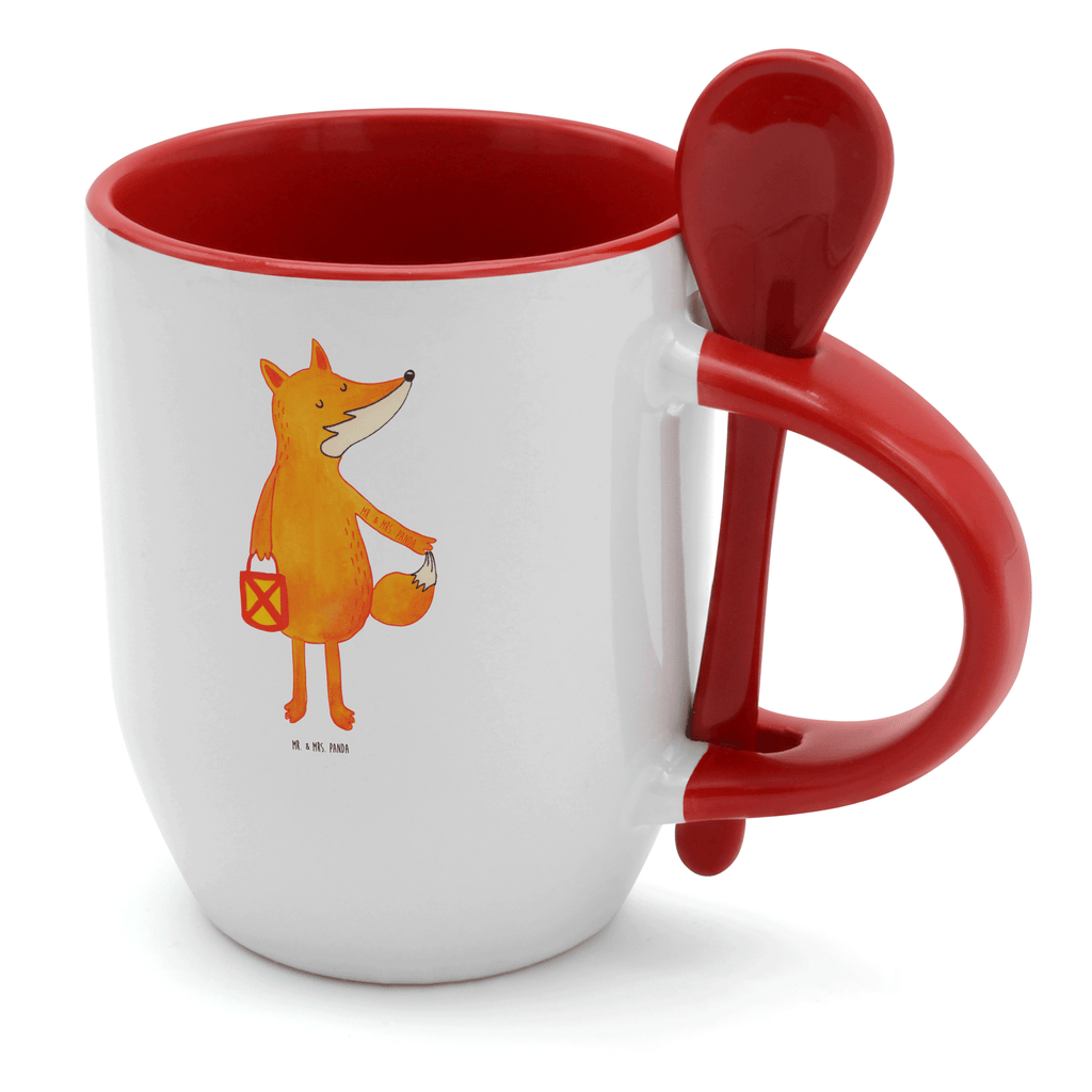 Tasse mit Löffel Fuchs Laterne Tasse, Kaffeetasse, Tassen, Tasse mit Spruch, Kaffeebecher, Tasse mit Löffel, Fuchs, Füchse, Spruch trösten, Liebeskummer Spruch, Laterne, Sankt Martin, Laternenumzug, Aufmuntern, Cäsar Otto Hugo Flaischlen