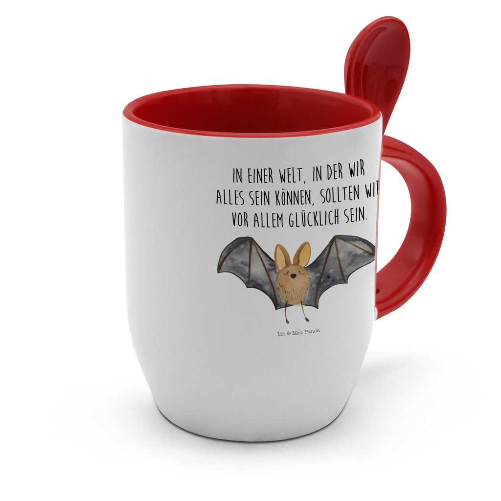 Tasse mit Löffel Fledermaus Flügel Tasse, Kaffeetasse, Tassen, Tasse mit Spruch, Kaffeebecher, Tasse mit Löffel, Tiermotive, Gute Laune, lustige Sprüche, Tiere