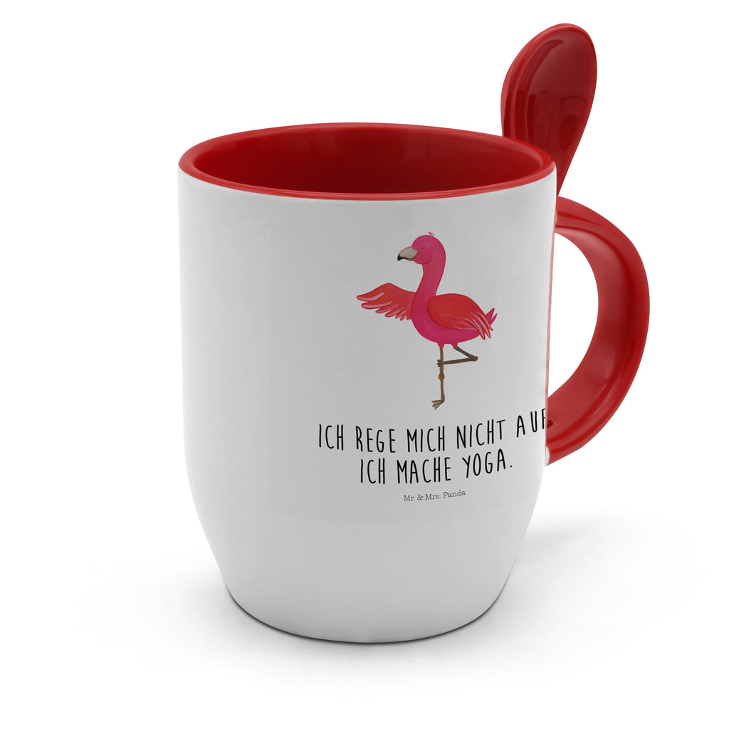 Tasse mit Löffel Flamingo Yoga Tasse, Kaffeetasse, Tassen, Tasse mit Spruch, Kaffeebecher, Tasse mit Löffel, Flamingo, Vogel, Yoga, Namaste, Achtsamkeit, Yoga-Übung, Entspannung, Ärger, Aufregen, Tiefenentspannung