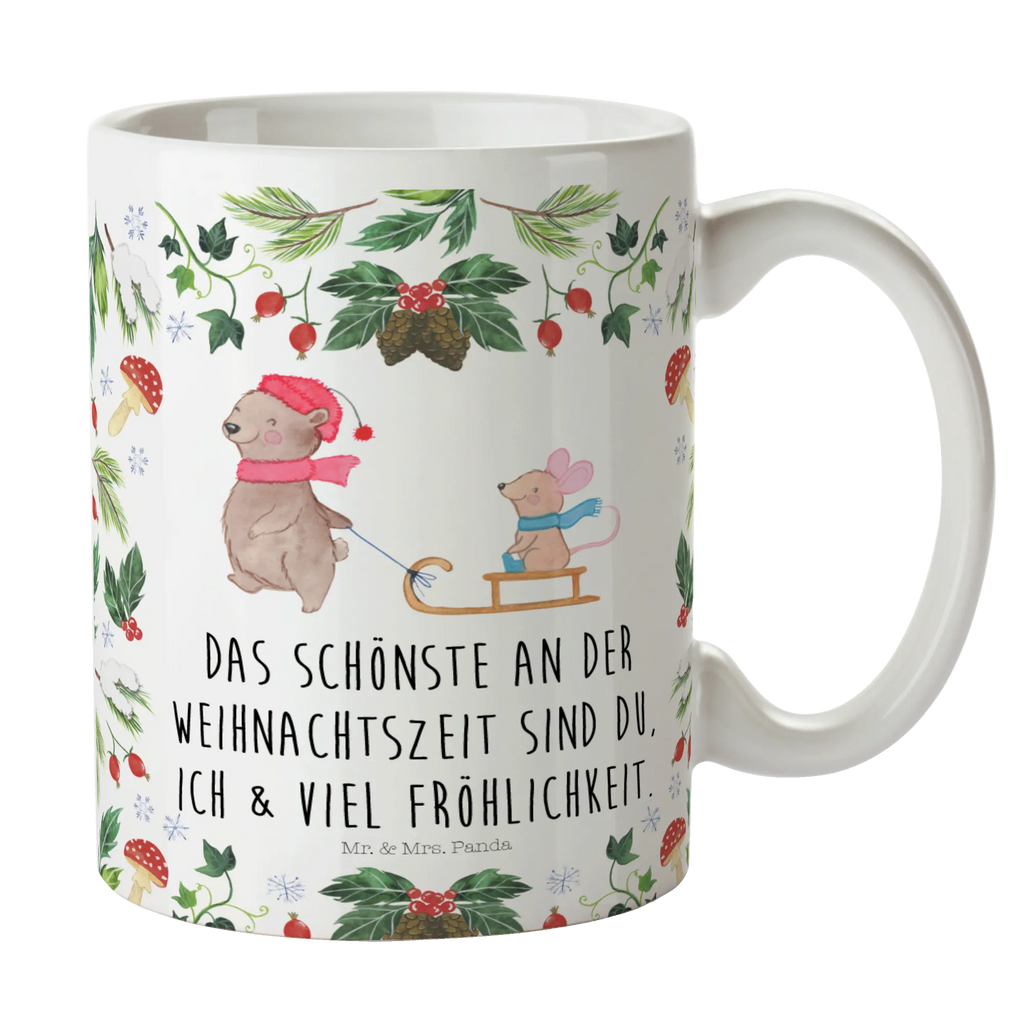 Tasse Bär Maus Schlitten Tasse, Kaffeetasse, Teetasse, Becher, Kaffeebecher, Teebecher, Keramiktasse, Porzellantasse, Büro Tasse, Geschenk Tasse, Tasse Sprüche, Tasse Motive, Kaffeetassen, Tasse bedrucken, Designer Tasse, Cappuccino Tassen, Schöne Teetassen, Winter, Weihnachten, Weihnachtsdeko, Nikolaus, Advent, Heiligabend, Wintermotiv