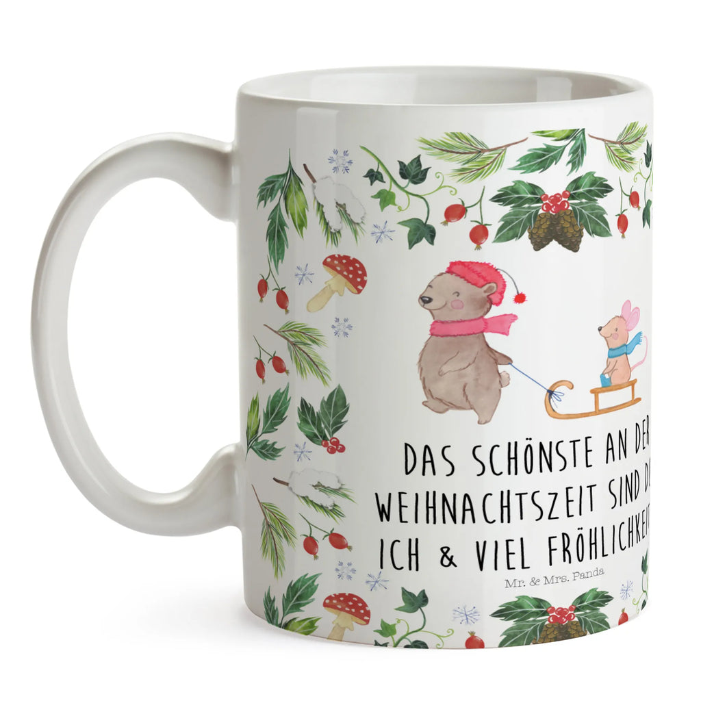 Tasse Bär Maus Schlitten Tasse, Kaffeetasse, Teetasse, Becher, Kaffeebecher, Teebecher, Keramiktasse, Porzellantasse, Büro Tasse, Geschenk Tasse, Tasse Sprüche, Tasse Motive, Kaffeetassen, Tasse bedrucken, Designer Tasse, Cappuccino Tassen, Schöne Teetassen, Winter, Weihnachten, Weihnachtsdeko, Nikolaus, Advent, Heiligabend, Wintermotiv