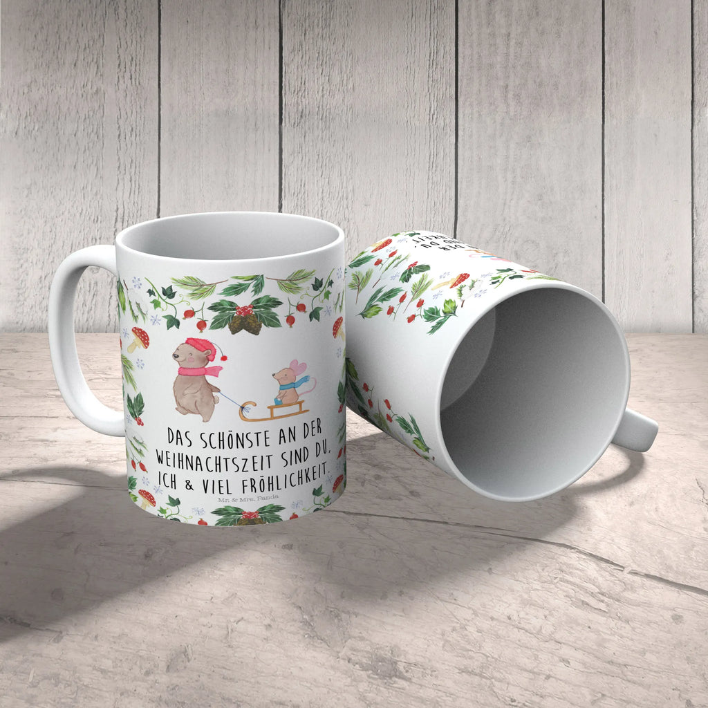 Tasse Bär Maus Schlitten Tasse, Kaffeetasse, Teetasse, Becher, Kaffeebecher, Teebecher, Keramiktasse, Porzellantasse, Büro Tasse, Geschenk Tasse, Tasse Sprüche, Tasse Motive, Kaffeetassen, Tasse bedrucken, Designer Tasse, Cappuccino Tassen, Schöne Teetassen, Winter, Weihnachten, Weihnachtsdeko, Nikolaus, Advent, Heiligabend, Wintermotiv