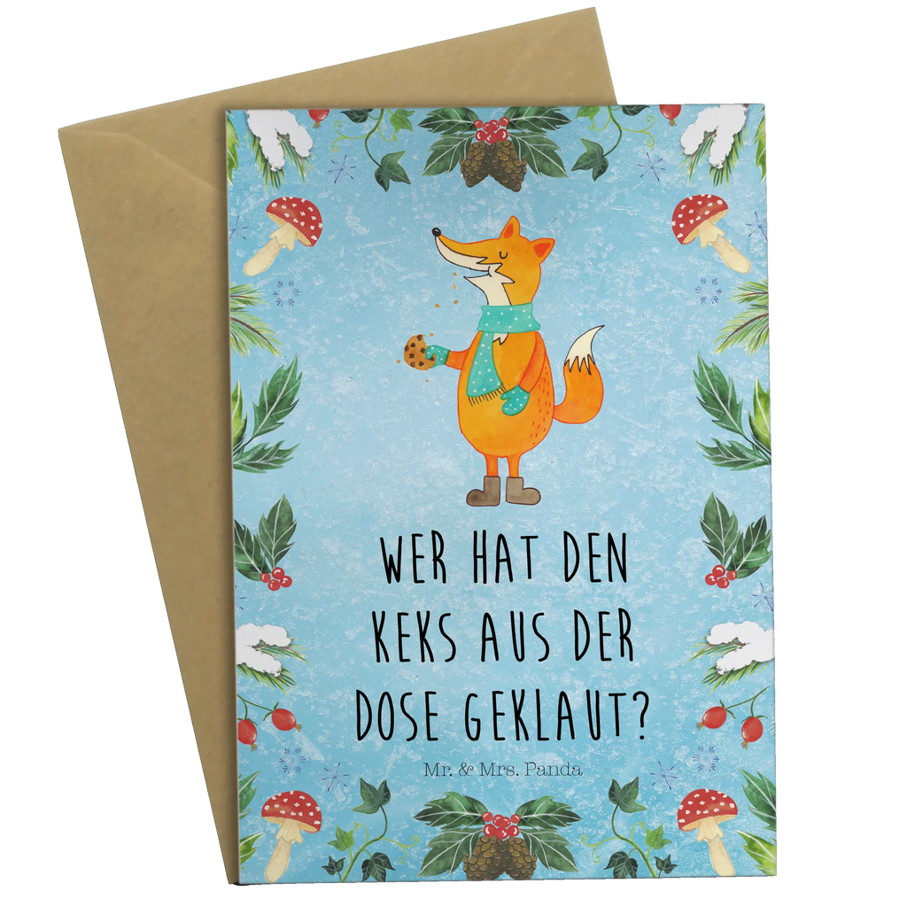 Grußkarte Fuchs Keksdose Grußkarte, Klappkarte, Einladungskarte, Glückwunschkarte, Hochzeitskarte, Geburtstagskarte, Karte, Ansichtskarten, Winter, Weihnachten, Weihnachtsdeko, Nikolaus, Advent, Heiligabend, Wintermotiv