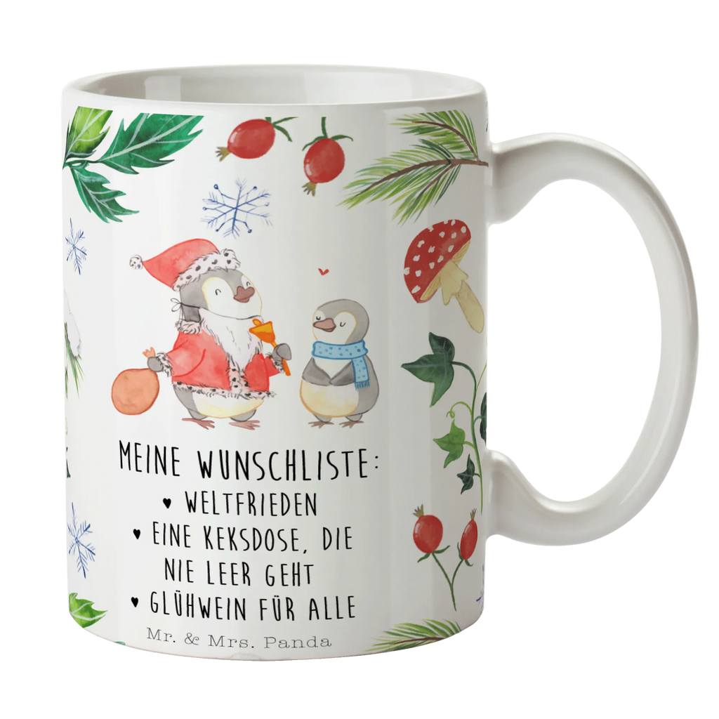 Tasse Pinguin Wunschliste Tasse, Kaffeetasse, Teetasse, Becher, Kaffeebecher, Teebecher, Keramiktasse, Porzellantasse, Büro Tasse, Geschenk Tasse, Tasse Sprüche, Tasse Motive, Kaffeetassen, Tasse bedrucken, Designer Tasse, Cappuccino Tassen, Schöne Teetassen, Winter, Weihnachten, Weihnachtsdeko, Nikolaus, Advent, Heiligabend, Wintermotiv