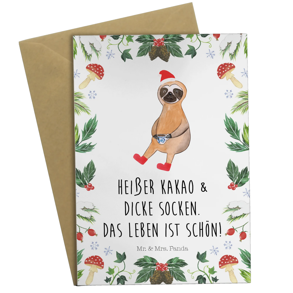 Grußkarte Faultier Kakao Grußkarte, Klappkarte, Einladungskarte, Glückwunschkarte, Hochzeitskarte, Geburtstagskarte, Karte, Ansichtskarten, Winter, Weihnachten, Weihnachtsdeko, Nikolaus, Advent, Heiligabend, Wintermotiv