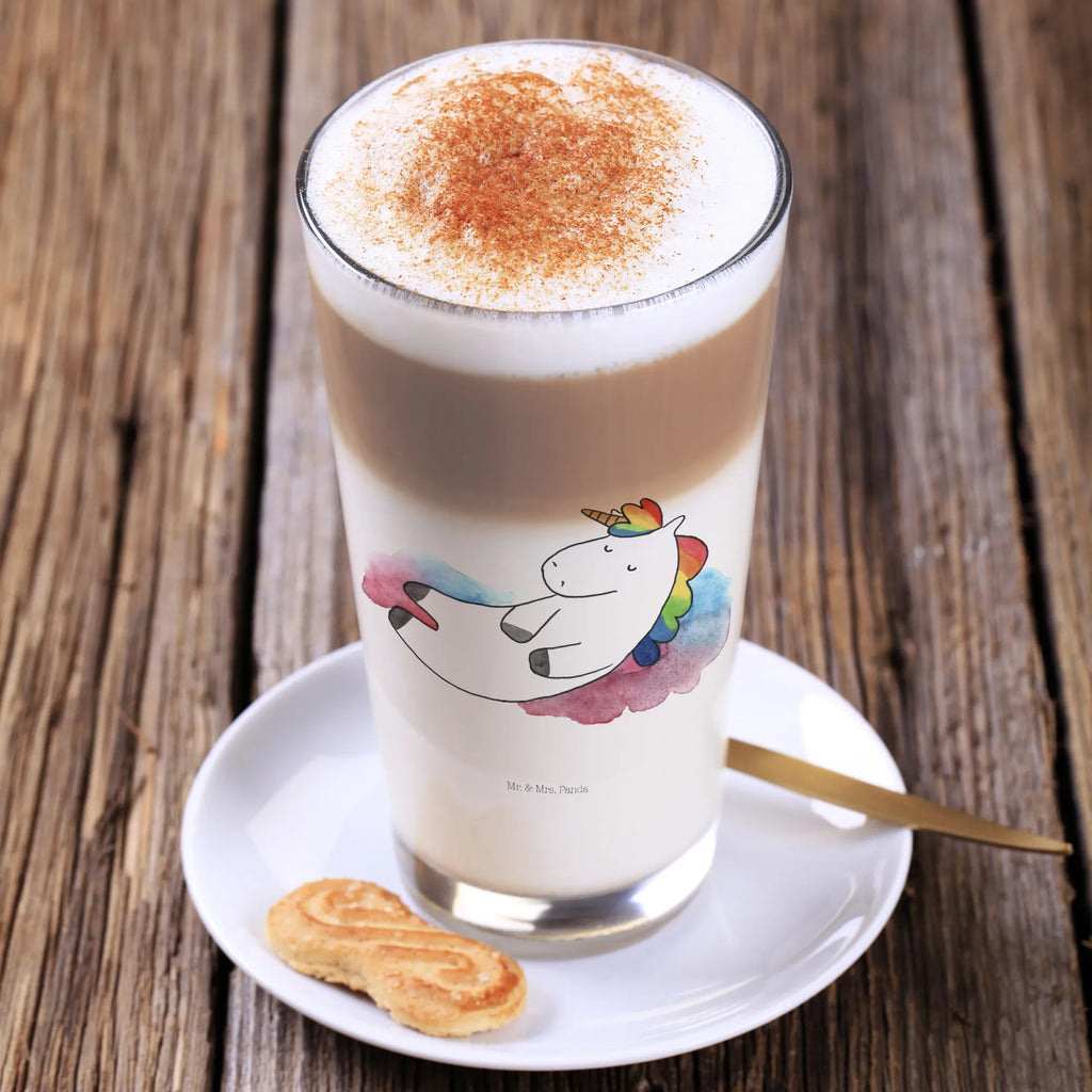 Glas Einhorn Wolke 7 Cappuccino Glas, Glas, Cappuccino Tasse, Latte Macchiato, Einhorn, Einhörner, Einhorn Deko, Pegasus, Unicorn, verliebt, Menschen, witzig, lustig, Geschenk, Glaube, Realität, Lächeln