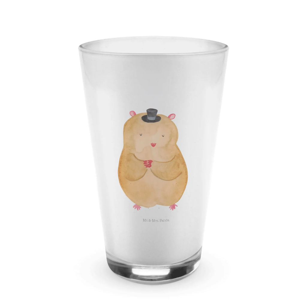 Glas Hamster mit Hut Cappuccino Glas, Glas, Cappuccino Tasse, Latte Macchiato, Tiermotive, Gute Laune, lustige Sprüche, Tiere, Hamster, Hut, Magier, Zylinder, Zwerghamster, Zauberer